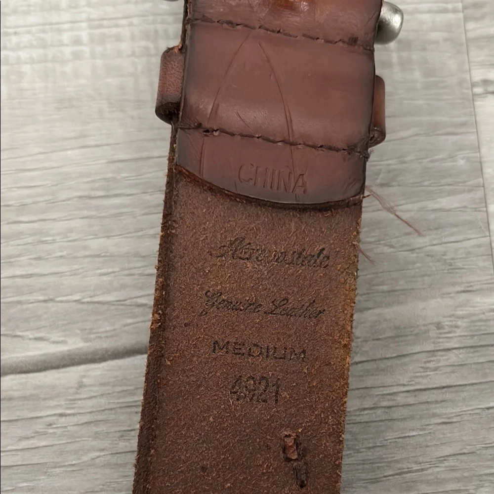 Aeropostale Brown Leather Belt with Floral Accents